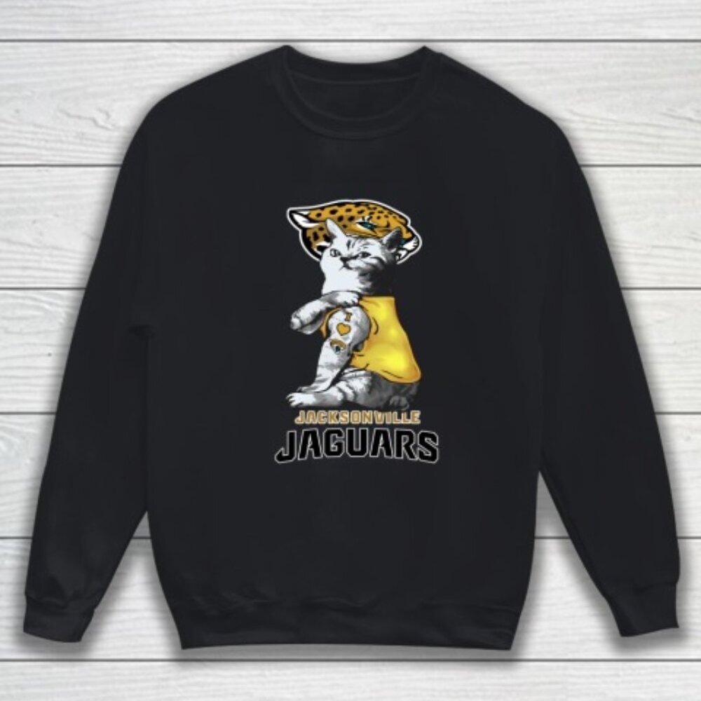 NFL Football My Cat Loves Jacksonville Jaguars Sweatshirt Fan Gift Unisex Appare